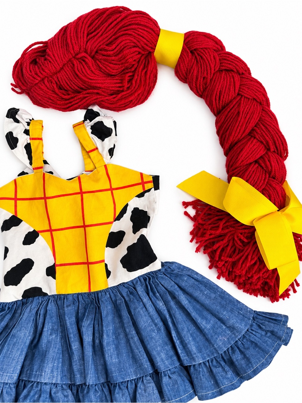 Toy Story Jessie Cowgirl Dress Size 24month 2T Handmade Costume Red Wig Hat Set